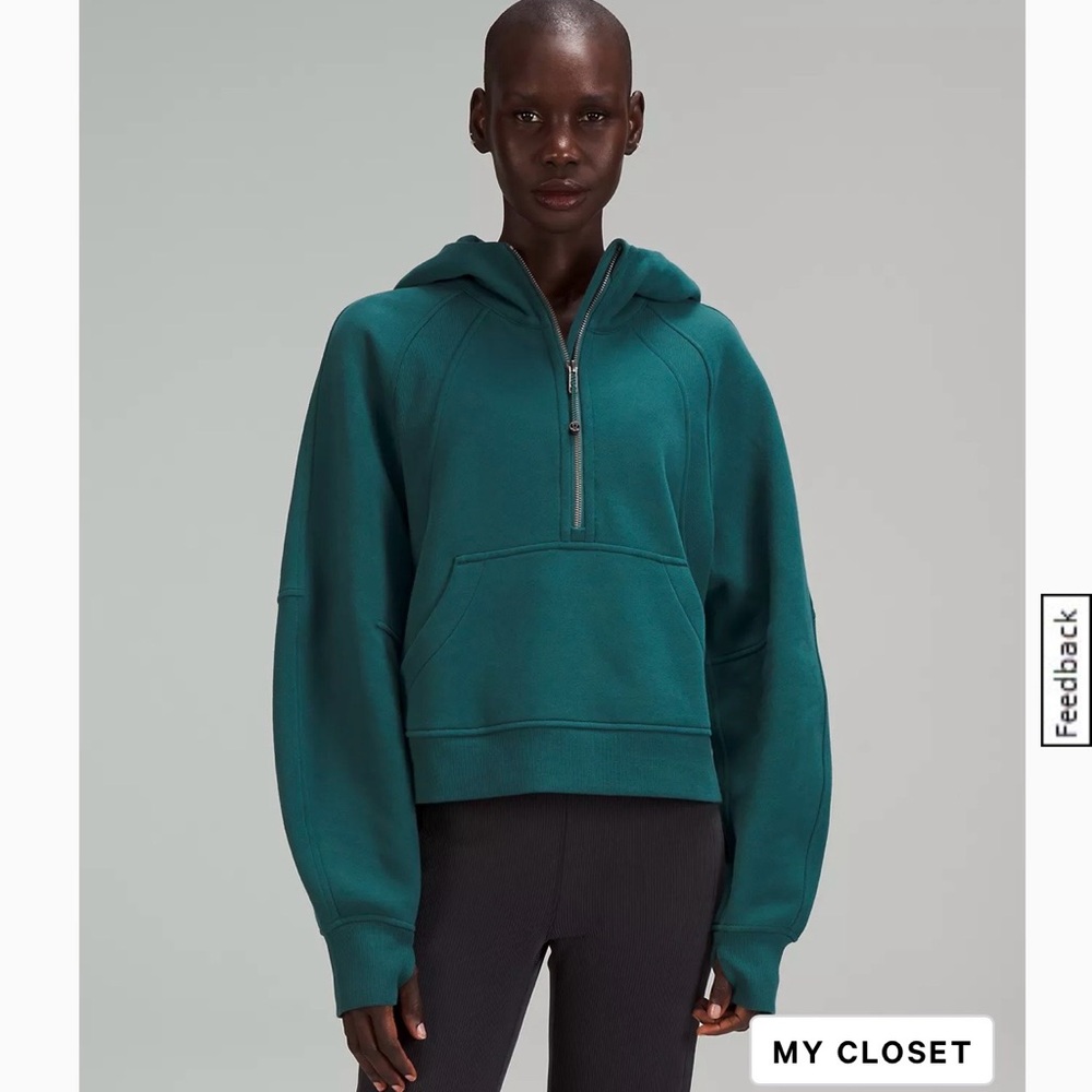 Teal Half-Zip Hooded Sweatshirt - Women